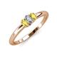 3 - Louisa 6x4 mm Oval Cut Diamond and Yellow Sapphire Trellis Three Stone Engagement Ring 