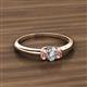 2 - Louisa 6x4 mm Oval Cut Diamond and Morganite Trellis Three Stone Engagement Ring 