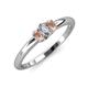 3 - Louisa 6x4 mm Oval Cut Diamond and Morganite Trellis Three Stone Engagement Ring 