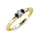 3 - Louisa 6x4 mm Oval Cut Diamond and Blue Sapphire Trellis Three Stone Engagement Ring 