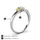 4 - Louisa 6x4 mm Oval Cut Diamond and Yellow Sapphire Trellis Three Stone Engagement Ring 