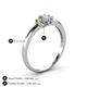 4 - Louisa 6x4 mm Oval Cut Diamond and Peridot Trellis Three Stone Engagement Ring 
