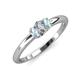 3 - Louisa 6x4 mm Oval Cut Diamond and Aquamarine Trellis Three Stone Engagement Ring 