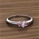 2 - Louisa 6x4 mm Oval Cut Diamond and Pink Tourmaline Trellis Three Stone Engagement Ring 