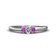 1 - Louisa 6x4 mm Oval Cut Diamond and Amethyst Trellis Three Stone Engagement Ring 