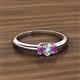 2 - Louisa 6x4 mm Oval Cut Diamond and Amethyst Trellis Three Stone Engagement Ring 