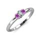 3 - Louisa 6x4 mm Oval Cut Diamond and Amethyst Trellis Three Stone Engagement Ring 