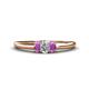 1 - Louisa 6x4 mm Oval Cut Diamond and Amethyst Trellis Three Stone Engagement Ring 