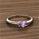 2 - Louisa 6x4 mm Oval Cut Diamond and Amethyst Trellis Three Stone Engagement Ring 