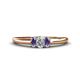 1 - Louisa 6x4 mm Oval Cut Diamond and Iolite Trellis Three Stone Engagement Ring 