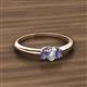 2 - Louisa 6x4 mm Oval Cut Diamond and Iolite Trellis Three Stone Engagement Ring 