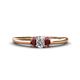 1 - Louisa 6x4 mm Oval Cut Diamond and Red Garnet Trellis Three Stone Engagement Ring 