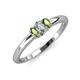 3 - Louisa 6x4 mm Oval Cut Diamond and Peridot Trellis Three Stone Engagement Ring 
