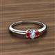 2 - Louisa 6x4 mm Oval Cut Diamond and Ruby Trellis Three Stone Engagement Ring 