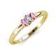 3 - Louisa 6x4 mm Oval Cut Lab Grown Diamond and Pink Sapphire Trellis Three Stone Engagement Ring 
