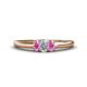 1 - Louisa 6x4 mm Oval Cut Lab Grown Diamond and Pink Sapphire Trellis Three Stone Engagement Ring 