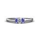 1 - Louisa 6x4 mm Oval Cut Lab Grown Diamond and Tanzanite Trellis Three Stone Engagement Ring 