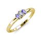 3 - Louisa 6x4 mm Oval Cut Lab Grown Diamond and Tanzanite Trellis Three Stone Engagement Ring 