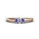 1 - Louisa 6x4 mm Oval Cut Lab Grown Diamond and Tanzanite Trellis Three Stone Engagement Ring 