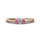 1 - Louisa 6x4 mm Oval Cut Lab Grown Diamond and Pink Tourmaline Trellis Three Stone Engagement Ring 