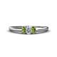 1 - Louisa 6x4 mm Oval Cut Lab Grown Diamond and Peridot Trellis Three Stone Engagement Ring 