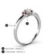 4 - Louisa 6x4 mm Oval Cut Lab Grown Diamond and Red Garnet Trellis Three Stone Engagement Ring 