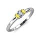 3 - Louisa 6x4 mm Oval Cut Lab Grown Diamond and Yellow Sapphire Trellis Three Stone Engagement Ring 