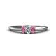 1 - Louisa 6x4 mm Oval Cut Lab Grown Diamond and Pink Tourmaline Trellis Three Stone Engagement Ring 