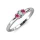 3 - Louisa 6x4 mm Oval Cut Lab Grown Diamond and Pink Tourmaline Trellis Three Stone Engagement Ring 