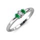 3 - Louisa 6x4 mm Oval Cut Lab Grown Diamond and Emerald Trellis Three Stone Engagement Ring 