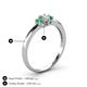 4 - Louisa 6x4 mm Oval Cut Lab Grown Diamond and Emerald Trellis Three Stone Engagement Ring 
