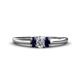 1 - Louisa 6x4 mm Oval Cut Lab Grown Diamond and Blue Sapphire Trellis Three Stone Engagement Ring 