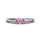 1 - Louisa 6x4 mm Oval Cut Lab Grown Diamond and Pink Sapphire Trellis Three Stone Engagement Ring 