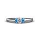 1 - Louisa 6x4 mm Oval Cut Lab Grown Diamond and Blue Topaz Trellis Three Stone Engagement Ring 