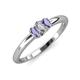 3 - Louisa 6x4 mm Oval Cut Lab Grown Diamond and Iolite Trellis Three Stone Engagement Ring 