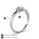 4 - Louisa 6x4 mm Oval Cut Lab Grown Diamond and Iolite Trellis Three Stone Engagement Ring 