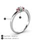 4 - Louisa 6x4 mm Oval Cut Lab Grown Diamond and Ruby Trellis Three Stone Engagement Ring 