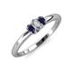 3 - Louisa 6x4 mm Oval Cut Lab Grown Diamond and Blue Sapphire Trellis Three Stone Engagement Ring 