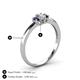 4 - Louisa 6x4 mm Oval Cut Lab Grown Diamond and Blue Sapphire Trellis Three Stone Engagement Ring 