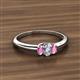 2 - Louisa 6x4 mm Oval Cut Lab Grown Diamond and Pink Sapphire Trellis Three Stone Engagement Ring 