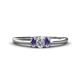 1 - Louisa 6x4 mm Oval Cut Lab Grown Diamond and Iolite Trellis Three Stone Engagement Ring 