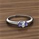 2 - Louisa 6x4 mm Oval Cut Lab Grown Diamond and Iolite Trellis Three Stone Engagement Ring 
