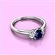 3 - Gemma 7x5 mm Oval Cut Blue Sapphire and Diamond Trellis Three Stone Engagement Ring 