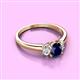 3 - Gemma 7x5 mm Oval Cut Blue Sapphire and Diamond Trellis Three Stone Engagement Ring 