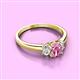 3 - Gemma 7x5 mm Oval Cut Pink Sapphire and Diamond Trellis Three Stone Engagement Ring 