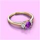 3 - Gemma 7x5 mm Oval Cut Amethyst and Diamond Trellis Three Stone Engagement Ring 