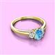 3 - Gemma 7x5 mm Oval Cut Blue Topaz and Diamond Trellis Three Stone Engagement Ring 