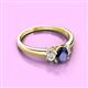 3 - Gemma 7x5 mm Oval Cut Iolite and Diamond Trellis Three Stone Engagement Ring 