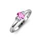 4 - Gemma 7x5 mm Oval Cut Pink Sapphire and Diamond Trellis Three Stone Engagement Ring 