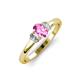 4 - Gemma 7x5 mm Oval Cut Pink Sapphire and Diamond Trellis Three Stone Engagement Ring 